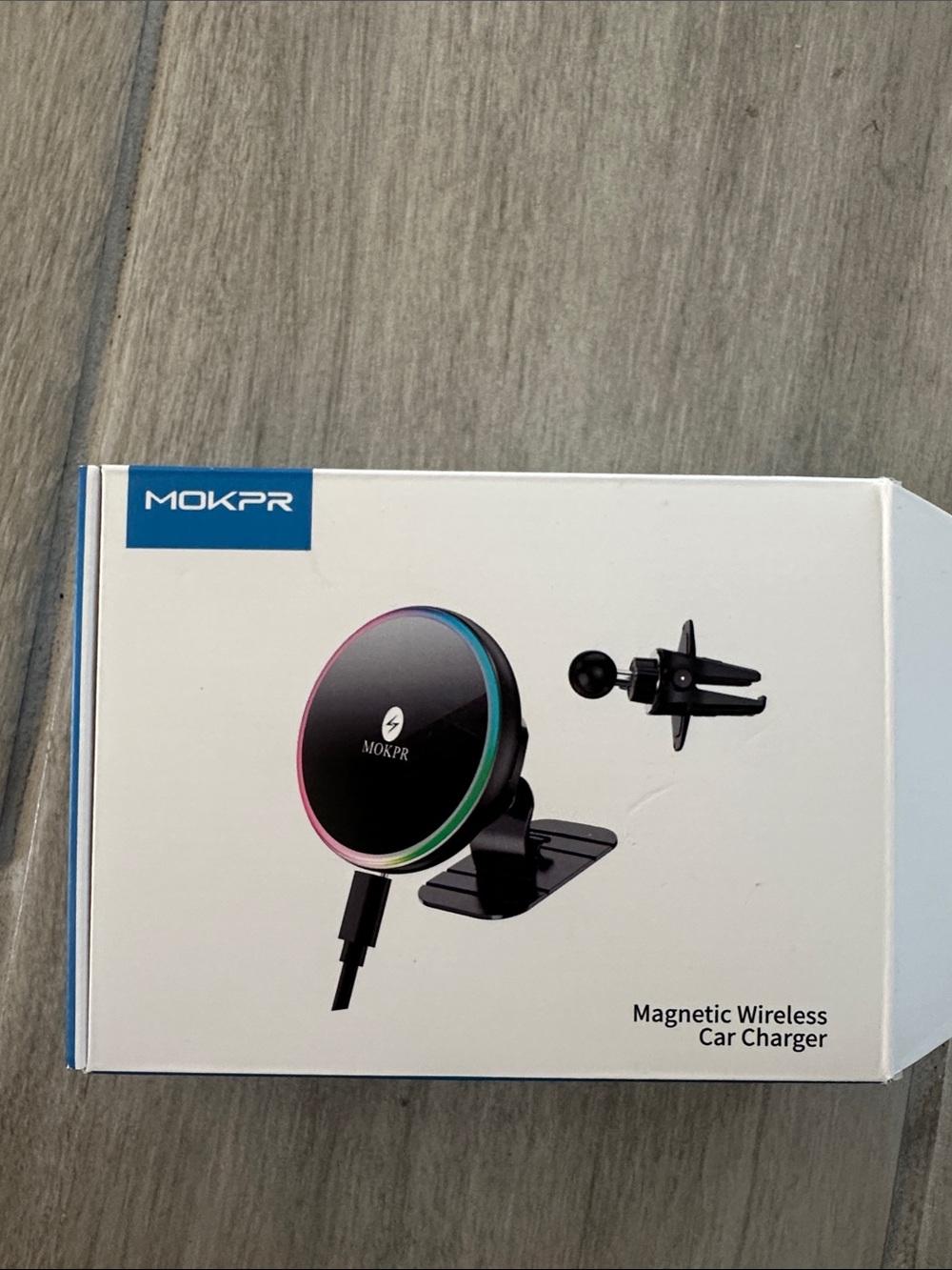 Magnetic Wireless Car Charger - Black with RGB Trim